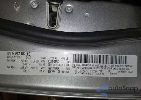 2015 Dodge Journey American Value Pkg z USA, uszkodzony, nr VIN 3C4PDCAB3FT665524